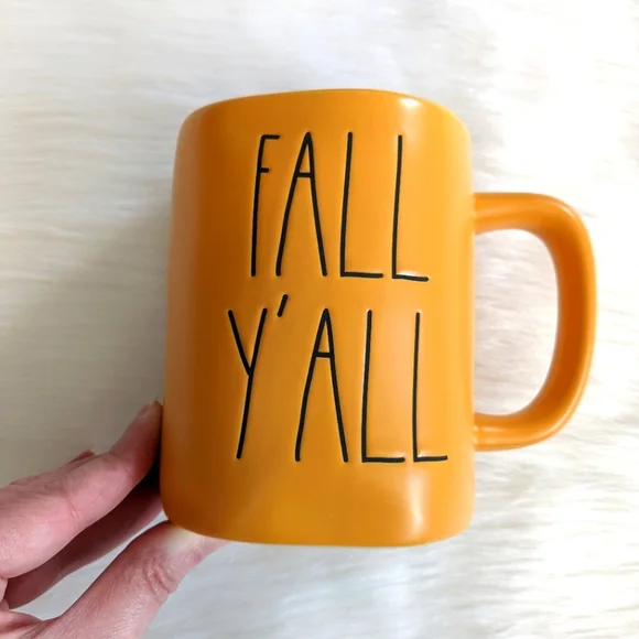 🍁 NWOT Rae Dunn "Fall Y'all" Pumpkin Orange Mug, 16 oz. - Picture 2 of 5